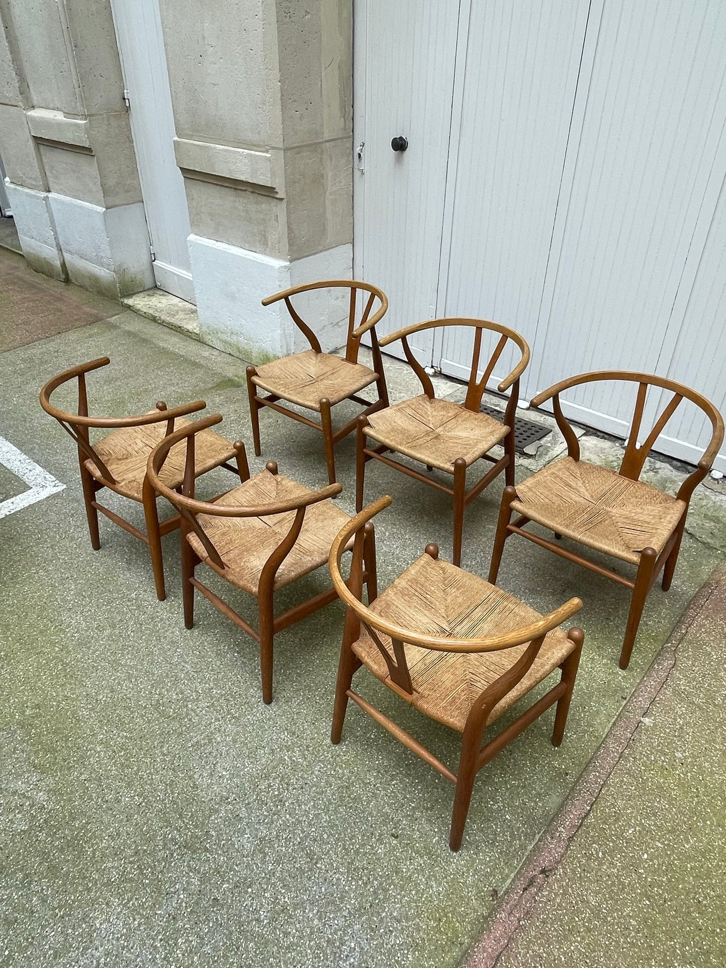 Set de 6 Wishbone chairs ou Y-chair CH24 - Hans Wegner
