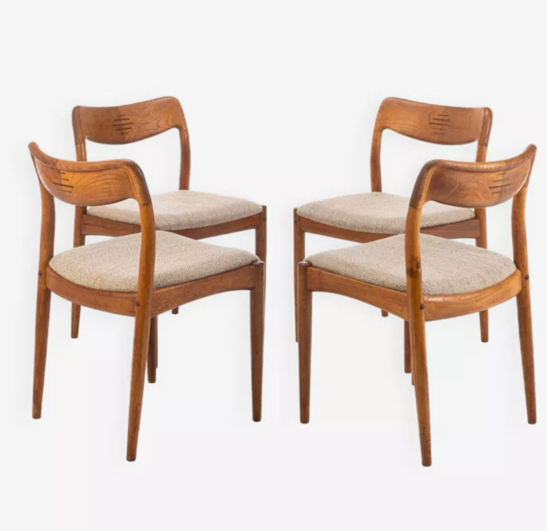 Suite de 4 chaises de Johannes Andersen pour Uldum Mobelfabrik, Danemark 1960